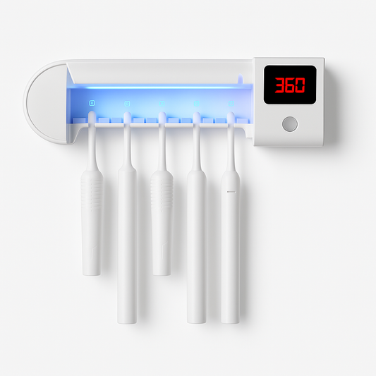 Toothbrush Holder Wall Mounted with 4 Slots. White ABS Plastic